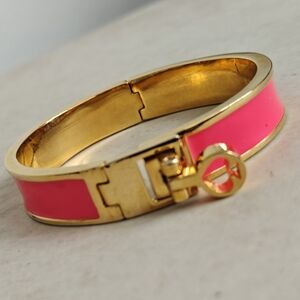 Rare Kate Spade Bow And Spades Hot Pink Hinged Bracelet
